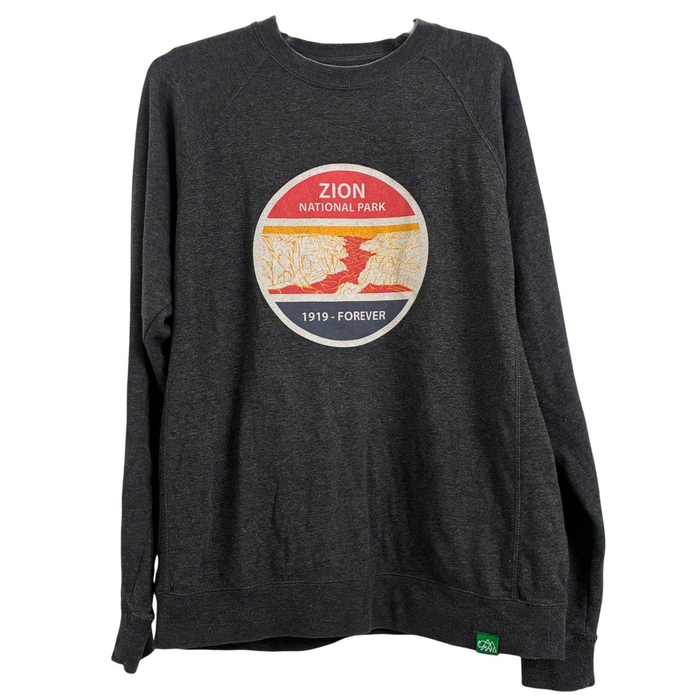 Wild Tribute Zion National Park Sweatshirt Large Charcoal Gray Raglan Pullover